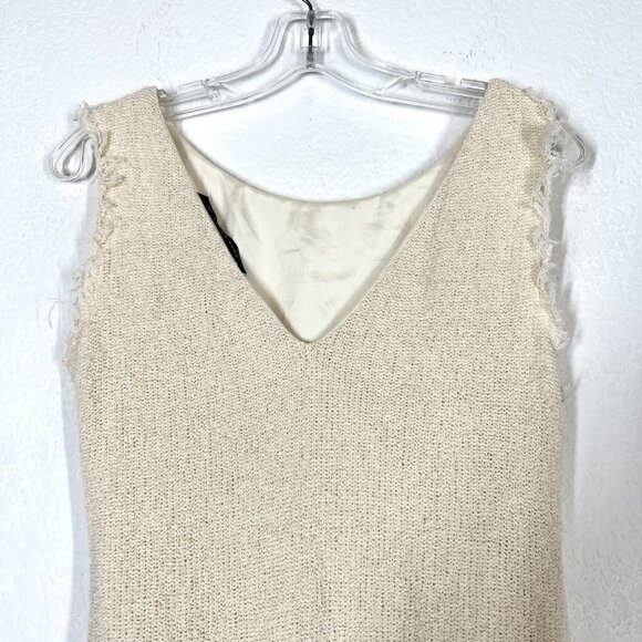 Zara Dress Tiered Fringe Minimalist Knit Lagenlook Ivory Off White - Picture 4 of 8